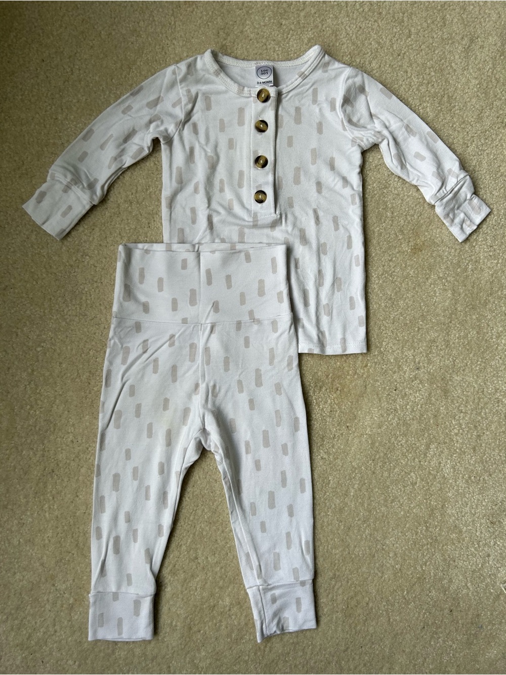 Lou Lou & Company top + bottom set, Mac (white/gray), 3-6 months